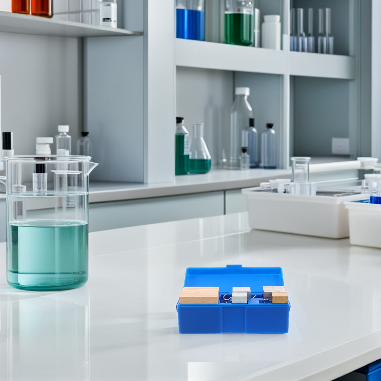 Lab Equipment - 1세트: 구리, 철, 알루미늄, 나무 밀도