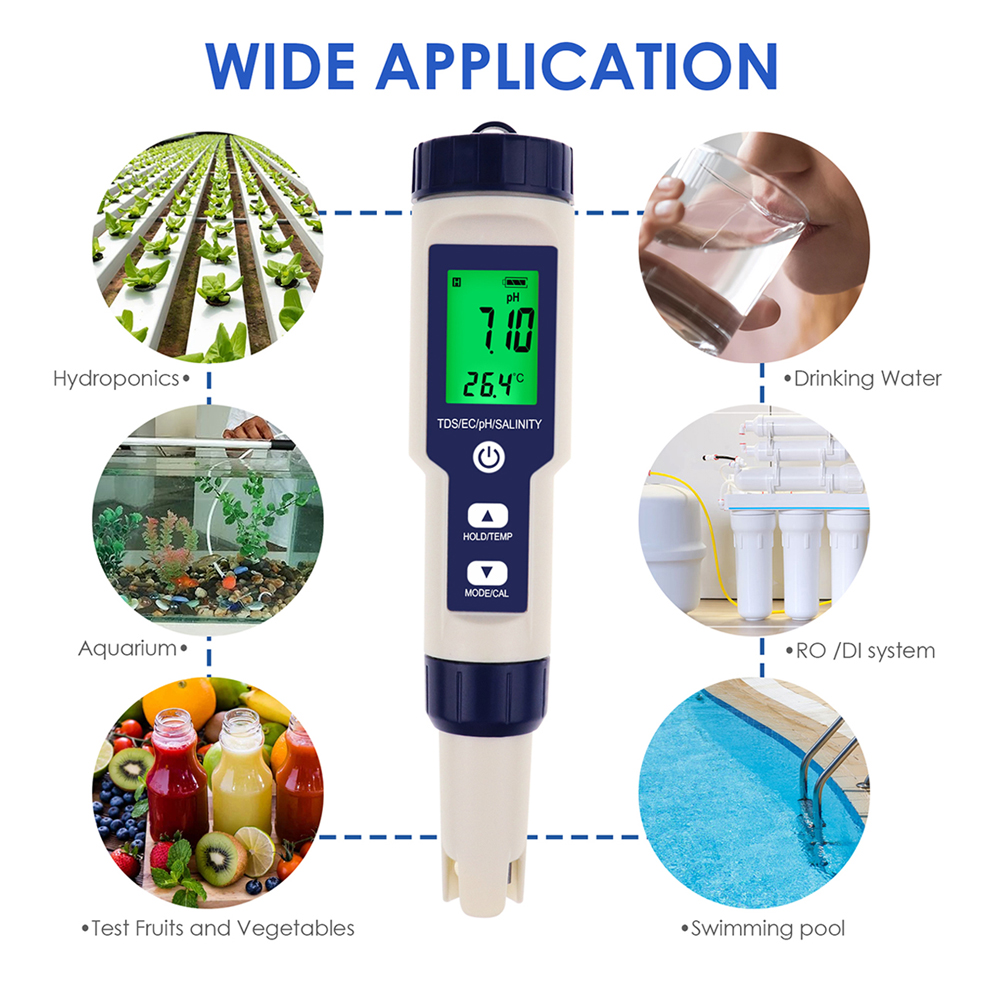 5 IN 1 PH 온도 TDS EC 염분 측정기 자동  - Ph Meter Digital Water Tester 리뷰 및 가격